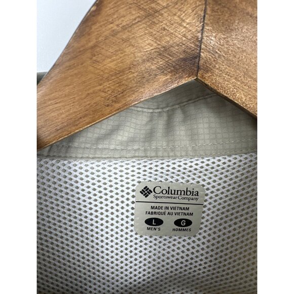 Columbia Mens PFG Omni-Shade Beige Button-Up Short Sleeve Shirt Size L - Picture 6 of 14